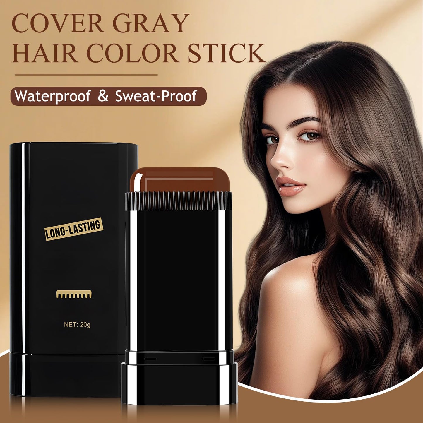 Black Hair Dye Stick for Instant Gray Coverage & Root Touch Up